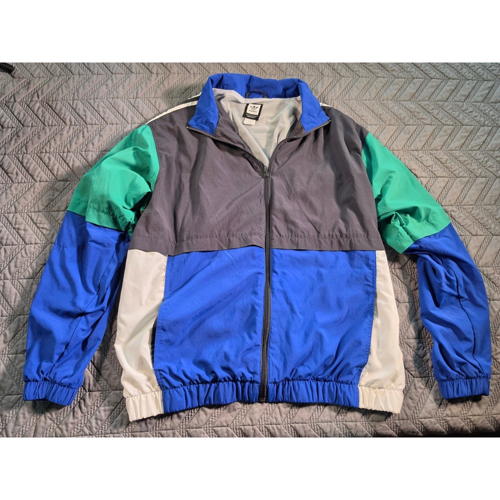 Adidas Originals Colorblock Track Jacket Blue Grey Green Mens Large Mesh Lined